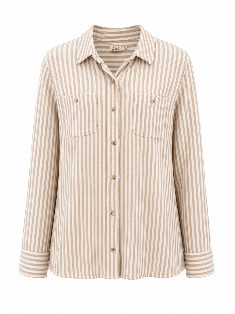 Faherty Legend™ Sweater Shirt | Beige & Ivory Stripe | Size Medium